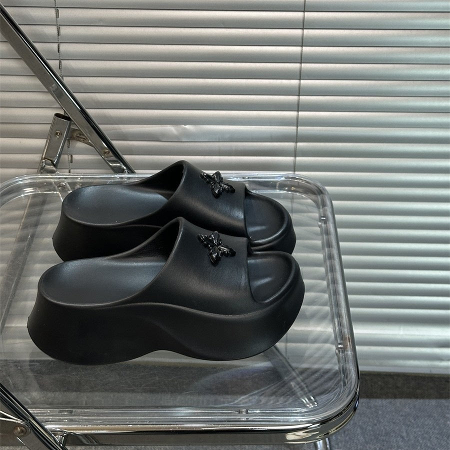 Thick sole slippers for women outwear summer 2026new arrival travel summer one-line sandals slippers for students to increase height