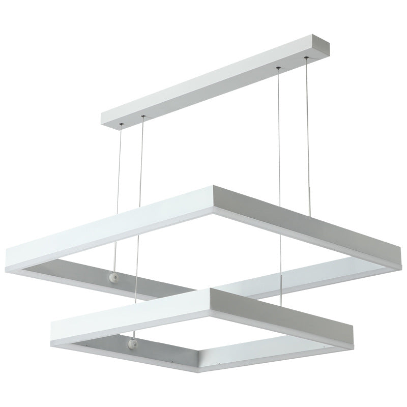 Living room chandelier Nordic lighting modern simple dining room minimalist white hall headlights atmospheric square living room main light