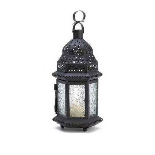 Moroccan iron candlestick, stained glass lantern, garden decor, home decor ornament, housewarming gift