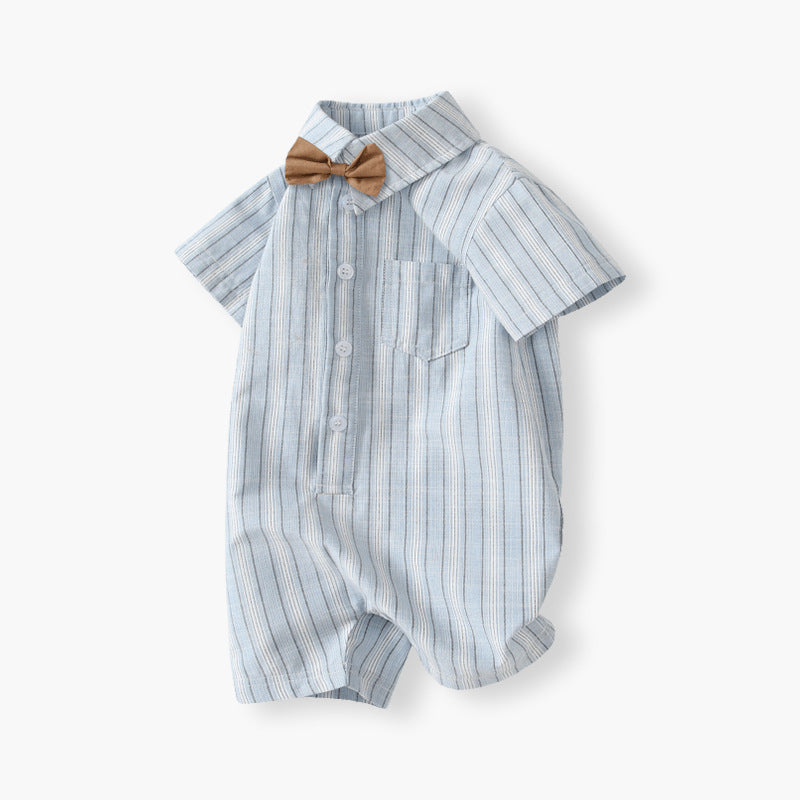 Baby summer clothes thin baby onesie striped cotton newborn clothes short sleeve boy's romper air conditioning suit