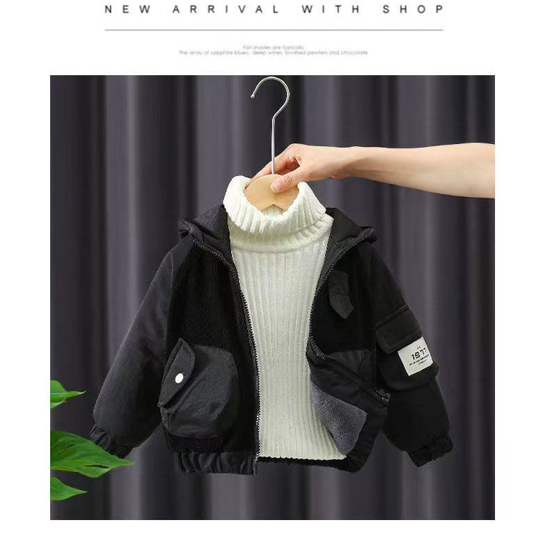Fleece-linedoutwearnew arrival style kids wear autumn winterthickenedjacket baby winter clothes handsome winter