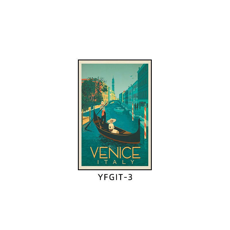 Italian landscape decoration painting retro nostalgic hotel KTV box hanging painting restaurant hotel homestay building mural