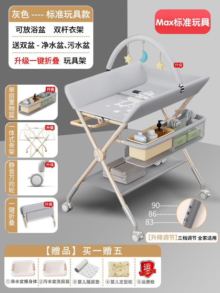Changing table - multifunctional foldable baby care station for diaper changing, massage, bathing, and newborn care