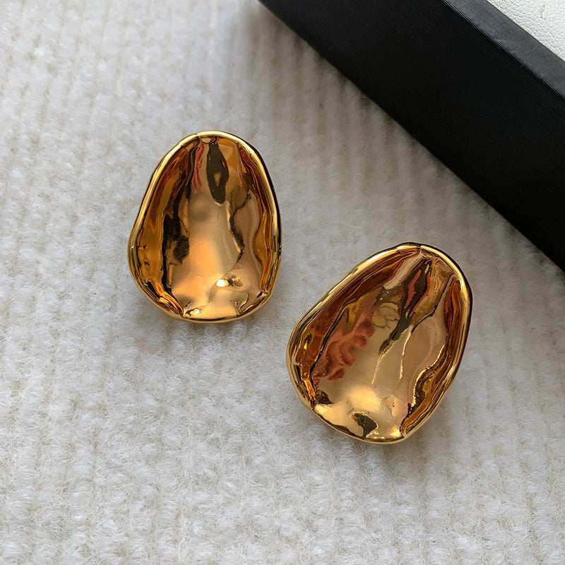 Stylish gold and silver unique exaggerated large metal earrings for women 2026new arrival popular classy sense accessible luxury earrings earrings