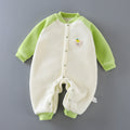 Newborn outing clothes baby winterthickened onesie baby heattechlong sleeves haki infant fleece-lined rompers