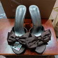 Za 2024 autumn new collection silk satin bowknot stiletto heel round toe open back espadrille sandals - sweet & chic women's footwear