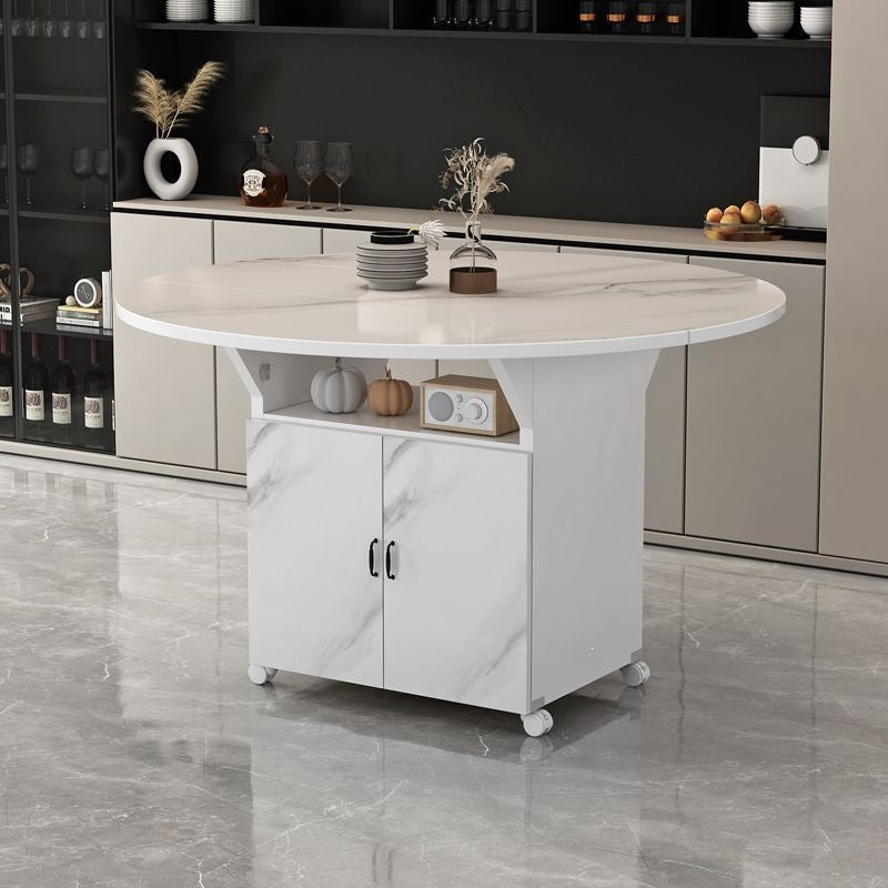 Movable foldable dining table small apartment for home rectangular foldable island table multifunctional storage storage sideboard