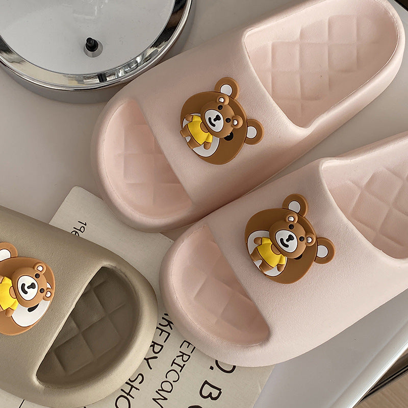 Rotate bear slippers women's eva thick solesummeroutwearcute indoor home bathroom non-slip deodorizing filter one-piece sandals