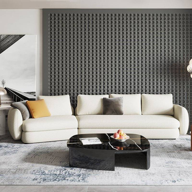 Foshan saint-germain cream style small apartment curved sofa high-end corner teddy velvet fabric sofa living room