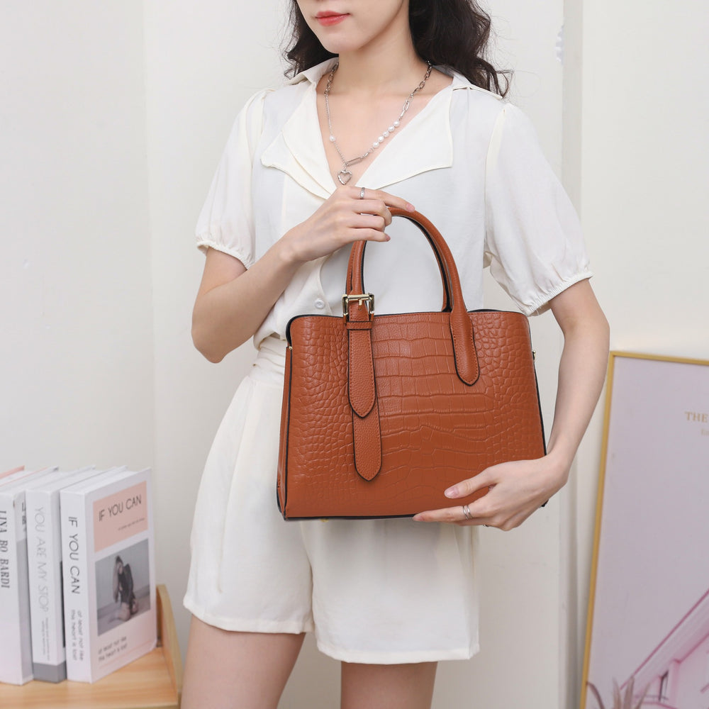 Genuine leather women's shoulder bag - premium crocodile-embossed tote bag for women, new 2024 collection, versatile and stylish crossbody bag