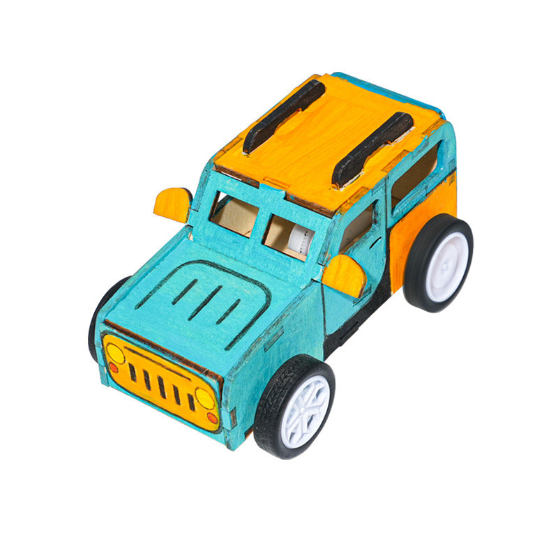 Pull back car handmade DIY technology small production children maker invention science experiment material package STEAM education meow