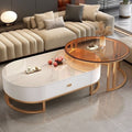 Rock slab coffee table living room for homeaccessible luxury modern casual oval sub-mother coffee table popular small apartment with drawer tea table