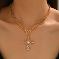 Cross necklace wholesale european and american cross-border jewelry accessories women's high-end accessible luxury niche alloy autumn and winter sweater chain