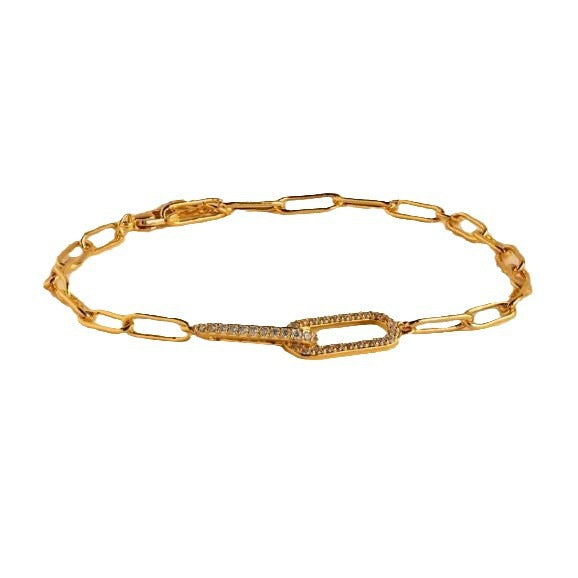 European and american cross-border accessible luxury paper clip-shaped bracelet stainless steel simple copper inlaid zircon infinite symbol bracelet for women wholesale