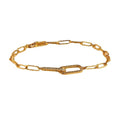 European and american cross-border accessible luxury paper clip-shaped bracelet stainless steel simple copper inlaid zircon infinite symbol bracelet for women wholesale