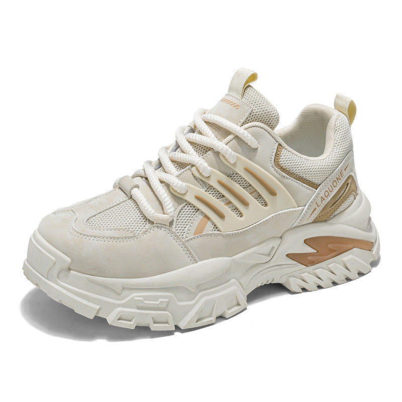 Men's spring trendy casual shoes: youth-friendly, versatile, mesh breathable, chunky sole, height-increasing, running & athletic sneakers