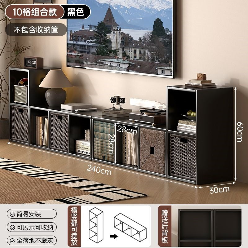 Bookshelf floor-standing locker all-in-one wall-mounted kids bookcase living room reading simple storage combination plaid cabinet bookshelf