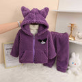 Strawberry bear baby girl flannel pajamas, boy's zip-up warm coral fleece sleepwear plush set for winter