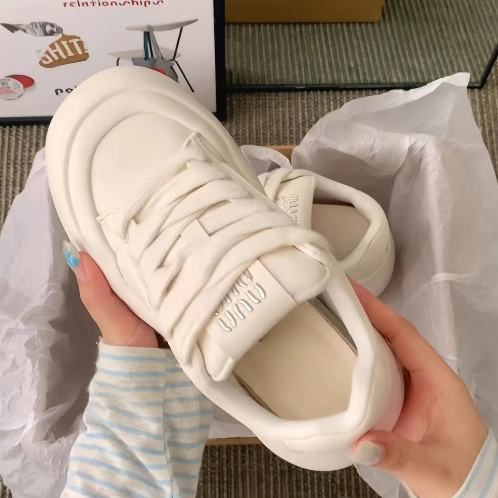 Thick soleplatform shoes heightened sports big toe bread white shoes women's 2026 spring autumnew arrivalpopular casual sneakers