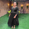 african plus size  beaded pure colordressfashionexport women's clothing fake two-piece set pleated skirt
