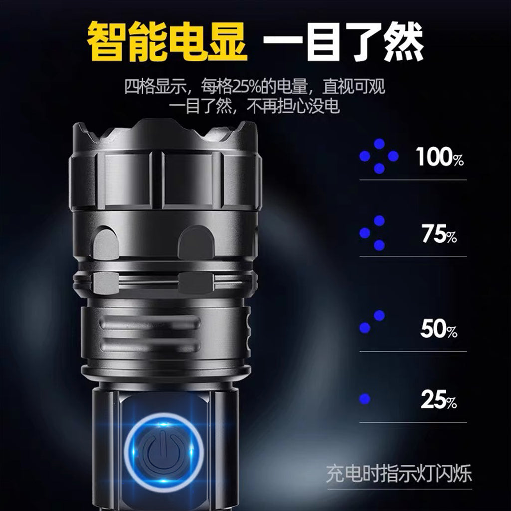 Cross-border tactical LED strong light flashlight outdoor small and convenient emergency lighting with pen holder zoom remote shooting flashlight