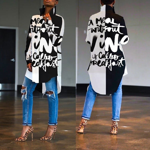 Y5089 -1 Foreign Trade Express European and American women's clothing fashion and leisure front and rear asymmetric digital printed shirt