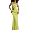 european and american cross-border summer sexy one-shoulder backless bandeau dress fashion solid color tie-up ruched maxi dress