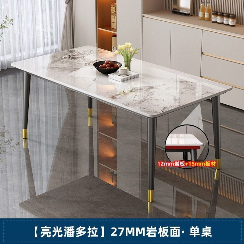 Rock slab dining table and chair combination rectangular for home small apartment medieval style modern casual rental house dining table
