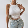 women's spring/summer new arrivals: elegant tassel tank top - cropped, slim-fit, and figure-flattering