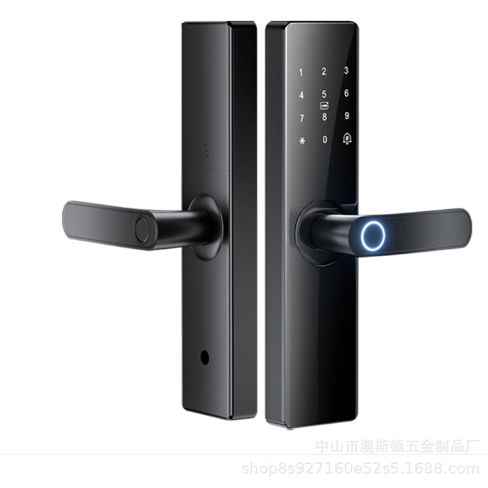 Semi-automatic fingerprint lock wooden door smart lock apartment rental house door electronic lock one grip open tuya remote lock in stock