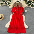 High-end women's elegant dress 2024 winter heavy beading sequin loose waist long pleated formal gown