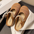 Can't shake off cut outsummer pearl toe slippers knittingfashion half slippers lazy one-leg flat toe shoes