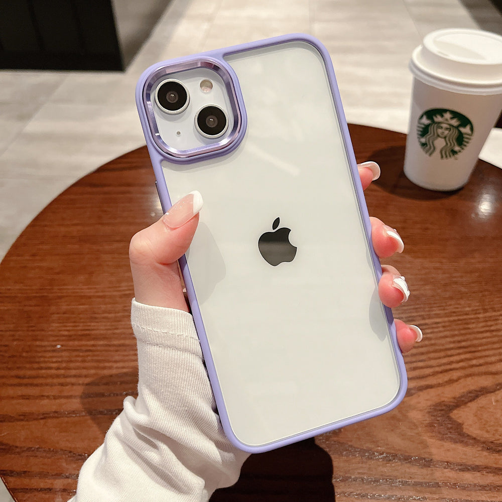 Suitable for iphone 17 air orange phone case, 15 apple 16 transparent hard case with gold shield metal lens ring, drop-proof