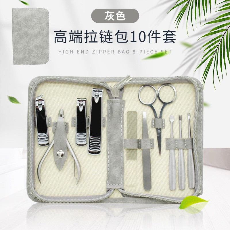 New stainless steel nail clipper set, 7-piece manicure tool kit with premium leather case - wholesale