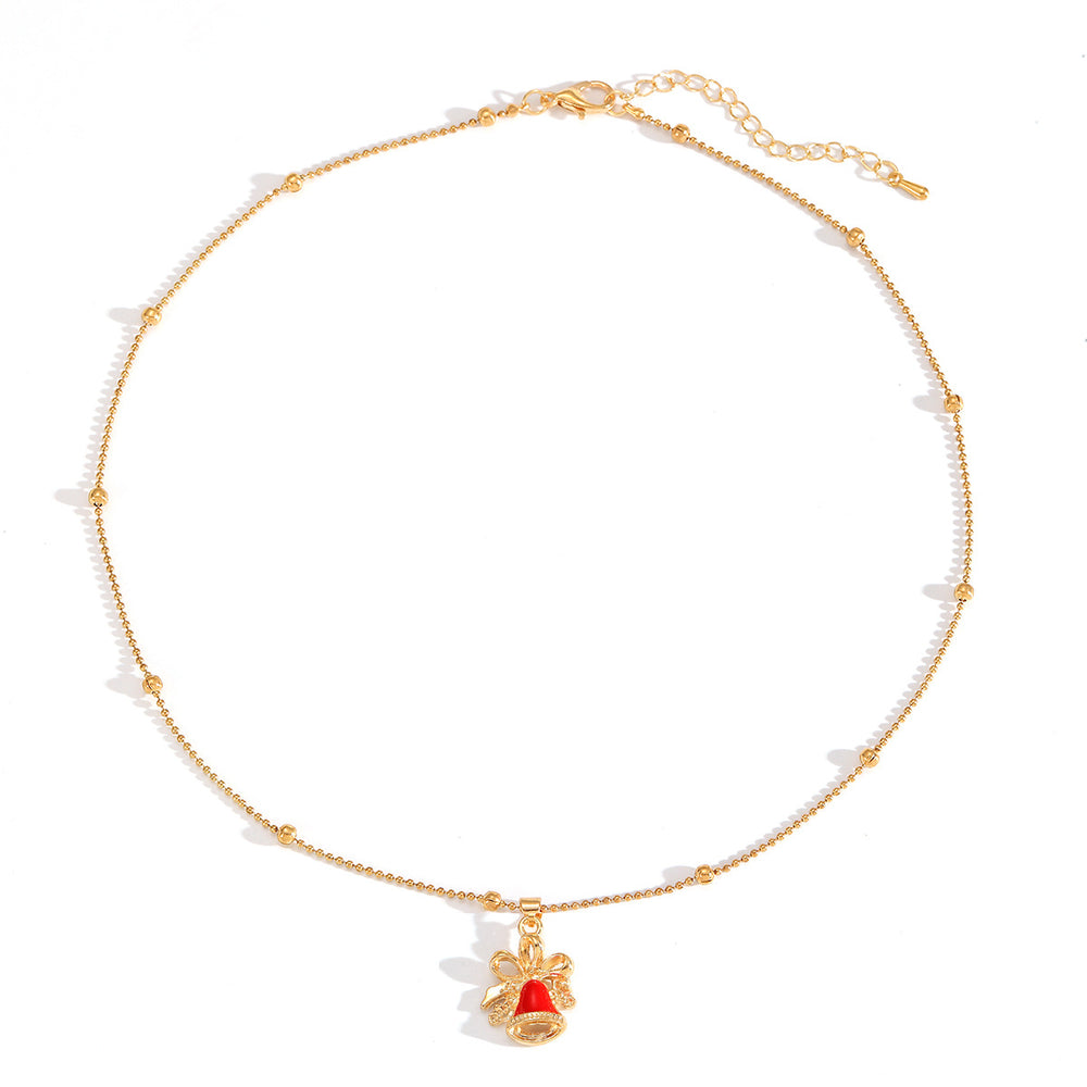 Christmas necklace wholesale: cross-border hot seller - fashionable enamel snowflake bell christmas tree pendant, simple and versatile necklace