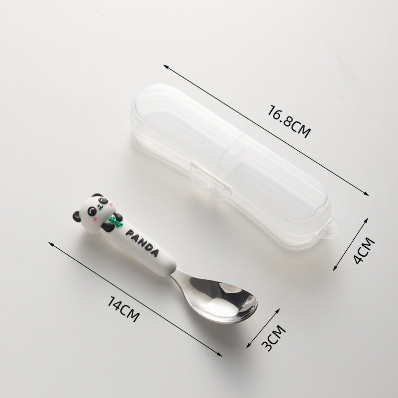 Cute style oven mitts soft handle yuanbao spoon kids student eating tableware 316 stainless steel spoon spoon wholesale
