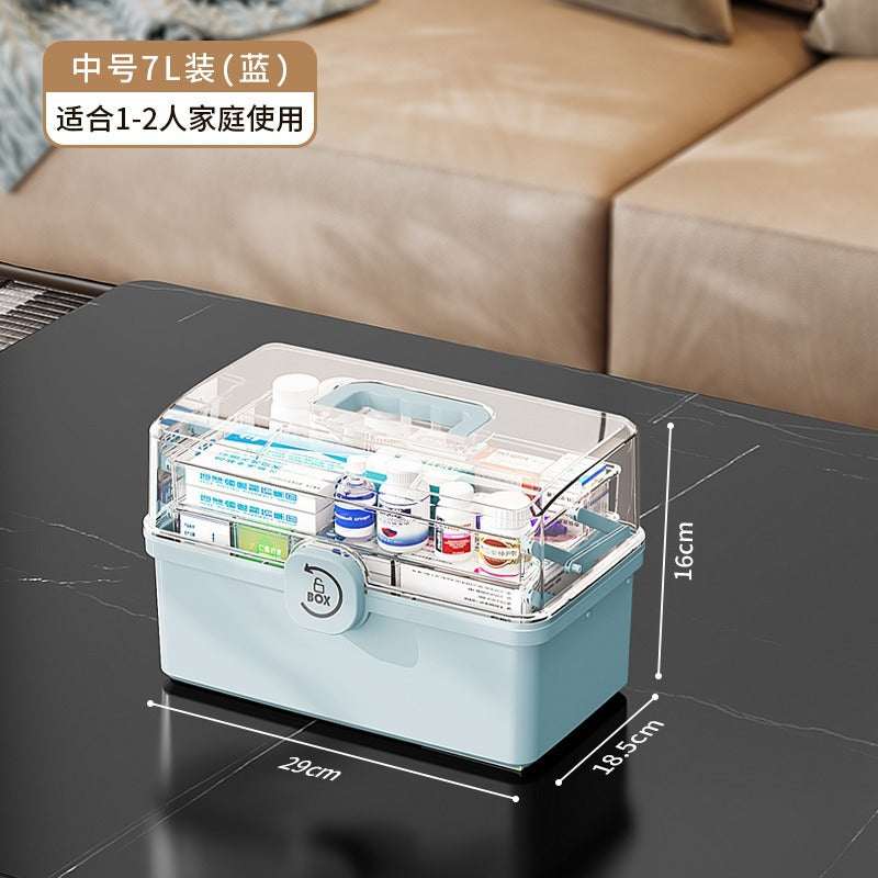 Golden Cat Family Large Medicine Box Household Medicine Storage Box Large Capacity Medicine Box Multi-layer Extra Large Classification Medicine Box