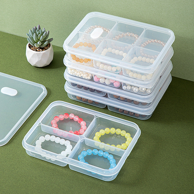 Desktop grid transparent jewelry storage box plastic with lid multi-grid classification Wenwan bracelet beaded storage box