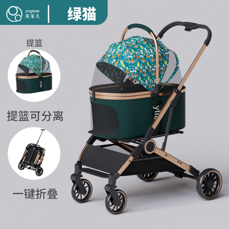 Pet stroller for cats and dogs - lightweight, foldable, and portable for teacup poodles, toy pomeranians, chihuahuas, yorkshire terriers, and bichons