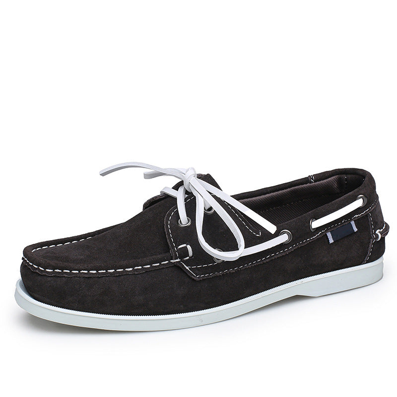 Men's casual leather shoes - lightweight, hand-stitched, plus size, classic boat shoes, old money style