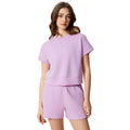 Women's casual activewear set: loose-fit breathable short-sleeve t-shirt & air layer shorts - perfect for yoga & workout