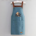 Apron waterproof oil-proof men's and women's kitchen cooking apron solid color casual strap big pocket restaurant work clothes plus