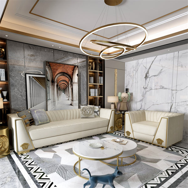 Postmodern metal man avatar living room technology cloth sofa Hong Kong style light luxury large apartment fabric sofa factory direct sales