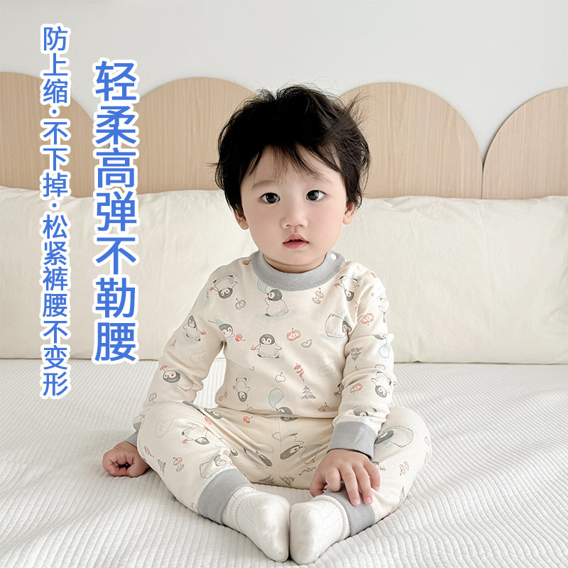 Kids' cotton thermal underwear set - boys' & girls' warm base layer for spring/autumn, baby & toddler pajamas