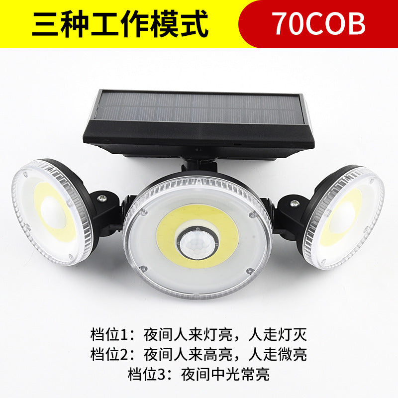 Cross-border new solar 70LED human body induction wall lamp, courtyard outdoor wall lamp, waterproof lighting street lamp