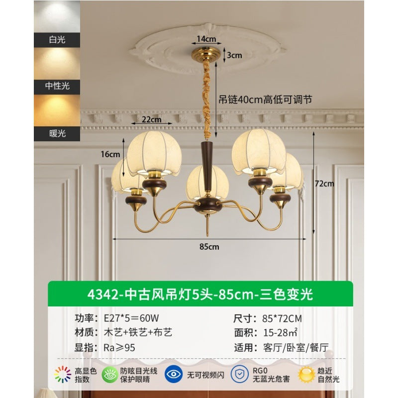 French retro style living room chandelier 2024 new medieval bedroom main light creative Nanyang restaurant lighting E