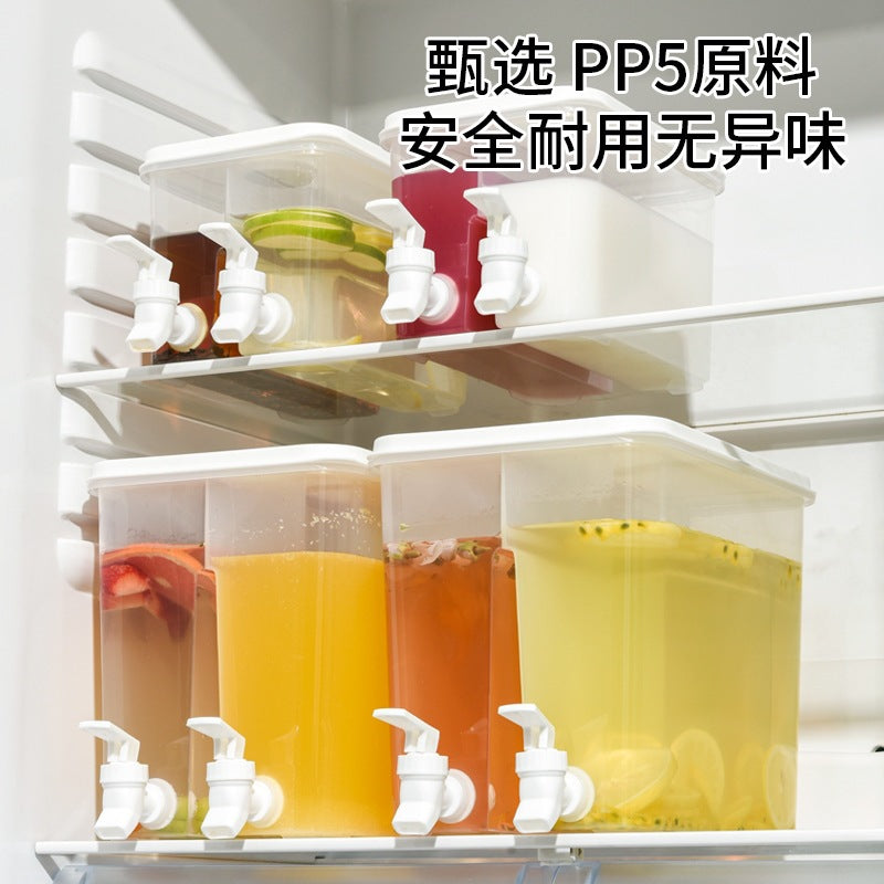 Large-capacity cold water bottle summer cold drink fruit tea iced water bucket large-capacity faucet for home transparent bottle