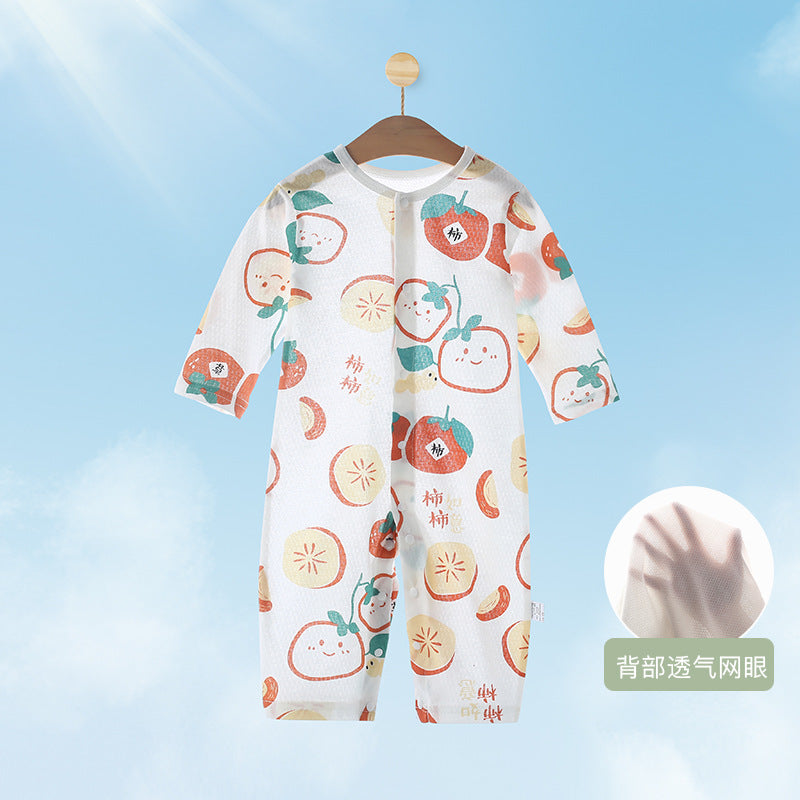 Baby summer romper infant clothes baby home air conditioning suit 0-1 year old newborn long sleeve onesie crawling suit