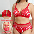 fashionsexyheartplus sizeintimatessuit women's wireless plaidprinting mesh patchwork big breast intimates