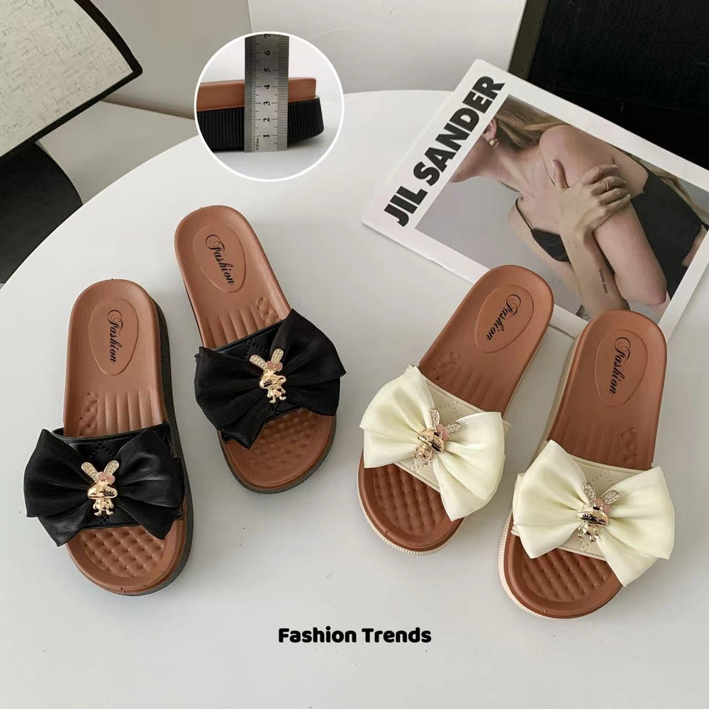 2024 summer new arrival: women's square-toe fashion sandals & slippers - casual, stylish, with bow detail, perfect for outdoor wear